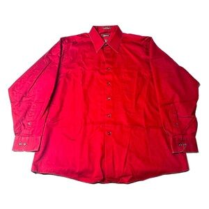 VINTAGE Men’s XL Arrow 17 1/2 34/35 Red Dress Shirt Long Sleeve Button Up